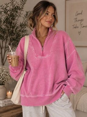 Women's Filly Flair Quarter-Zip Pullover - Pink - Size Large